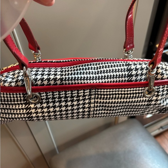 Ralph Lauren Black White Houndstooth Barrel Baguette Shoulder Bag  VINTAGE - Picture 4 of 10
